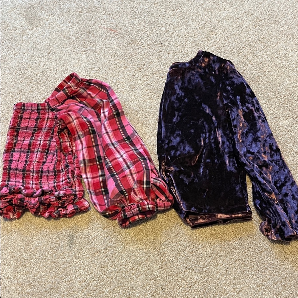 Plaid and Velvet Top Bundle 6-7 small old navy